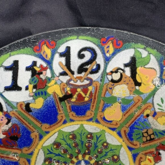 Peggy Karr 12 Days of Christmas Fused Glass Plate 11.25" Signed - Picture 2 of 8